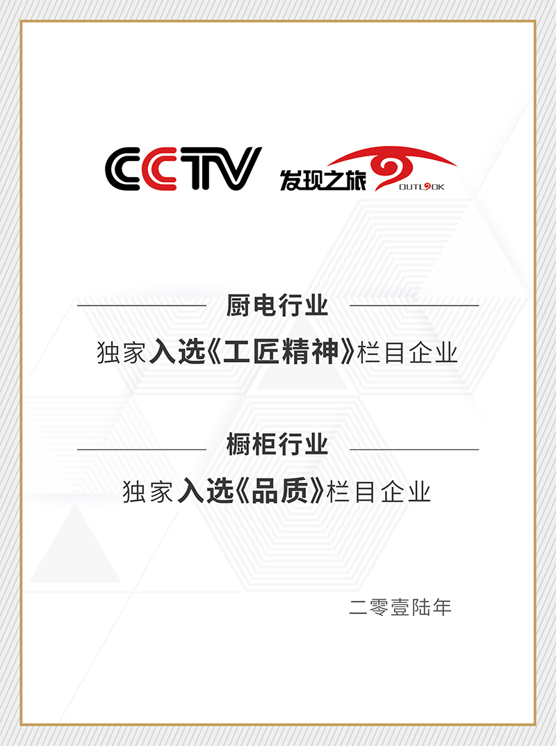 行業唯一(yi)入選工(gong)匠精(jīng)神-品(pin)質(zhi)欄目(mu)